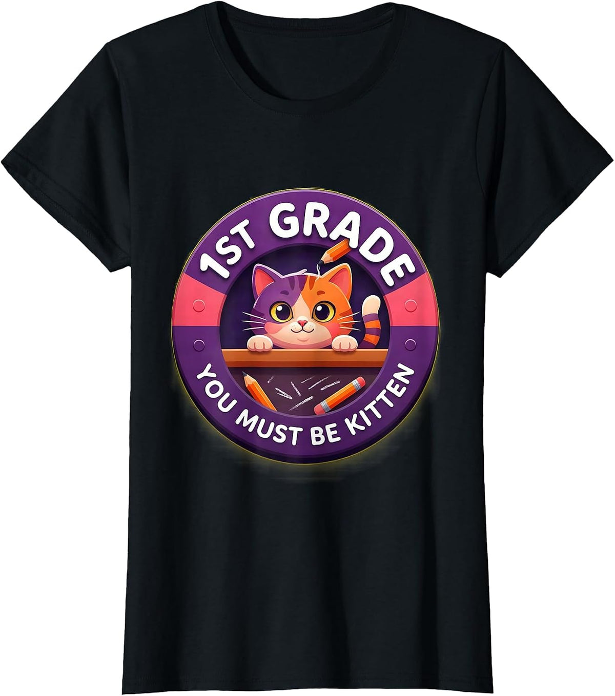 1st Grade You Must Be Kitten Cute Cat Lover Back To School T-Shirt - Black