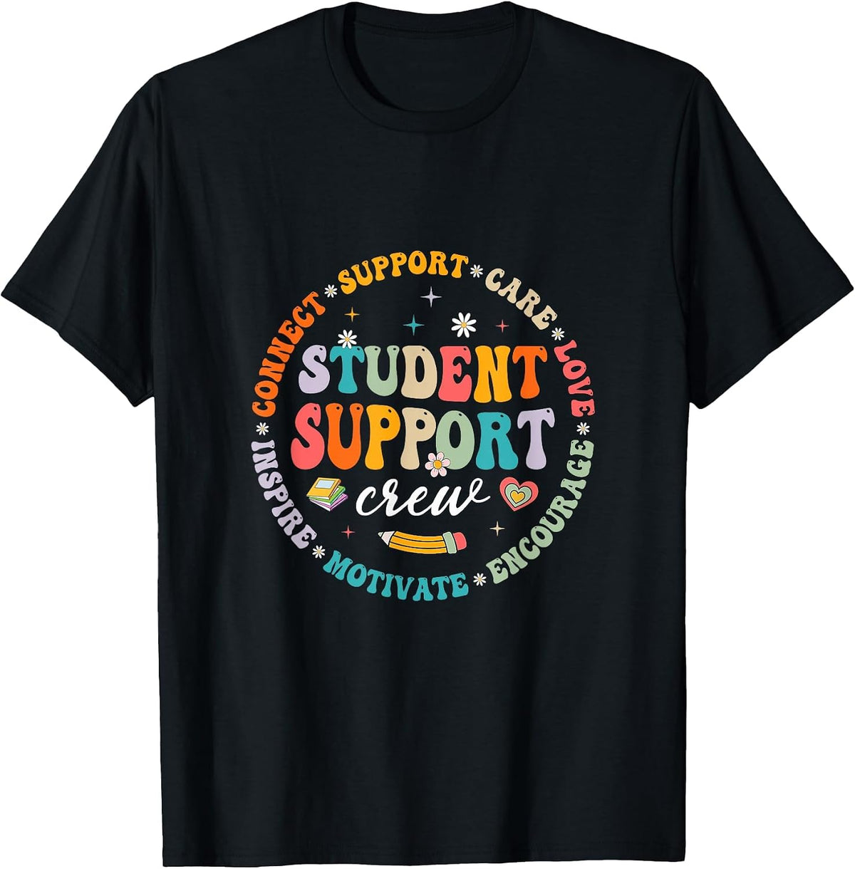 Student Support Crew School Counselor Student Services Squad T-Shirt - Black