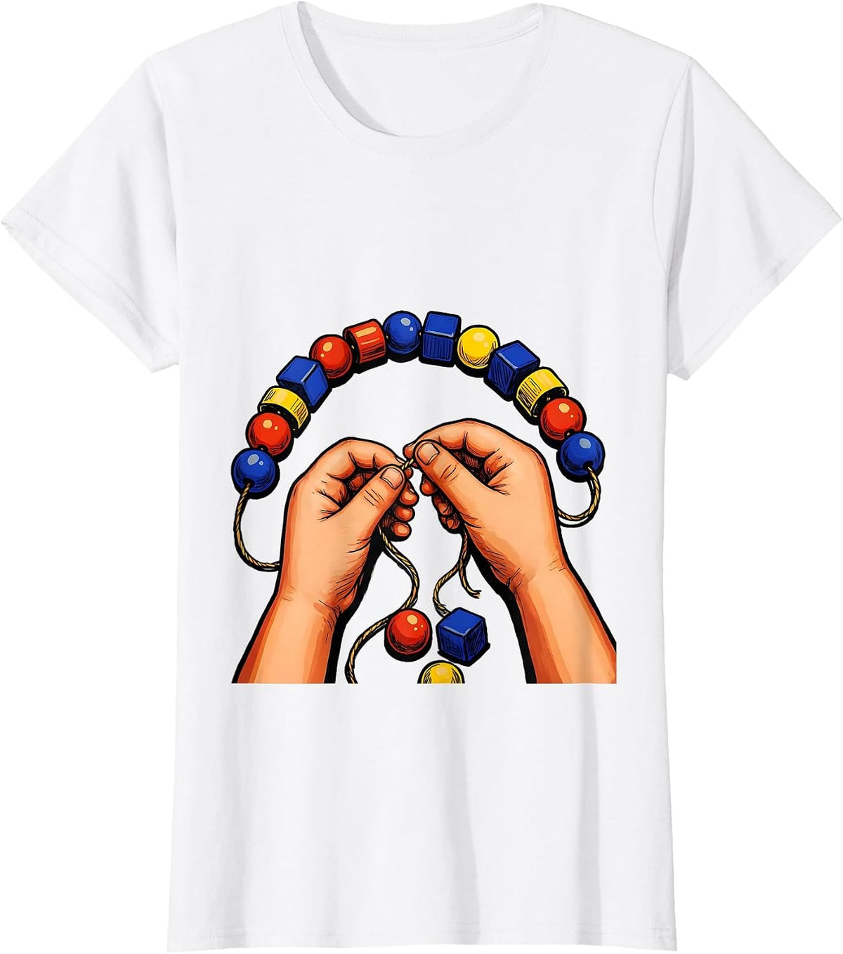 Occupational Therapy Bead Lacing Child Illustration T-Shirt - White