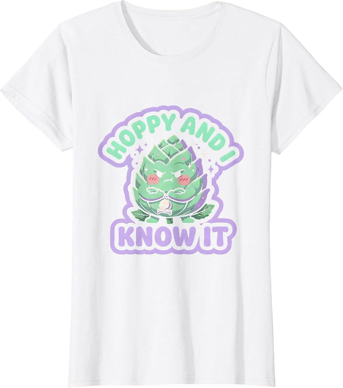 Women's Hoppy And I Know It Funny Beer Lover Design T-Shirt - White