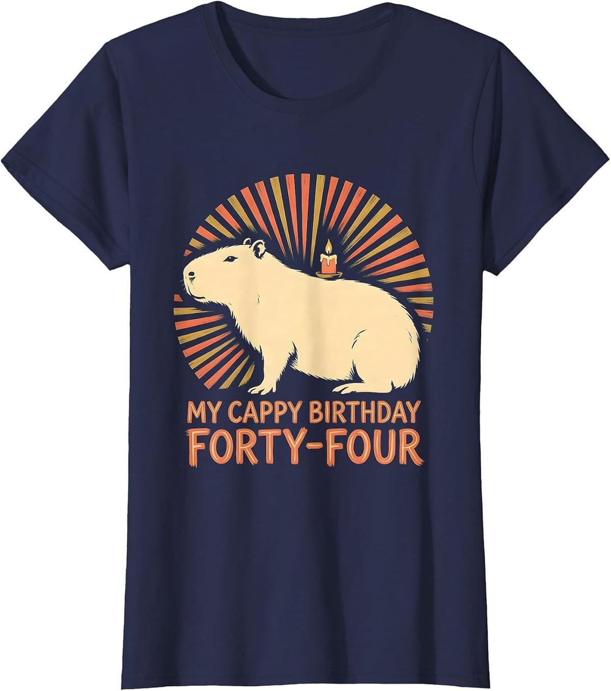 Women's My Cappy Birthday Forty-Four Kawaii Pun Capybara Birthday T-Shirt - Navy Blue