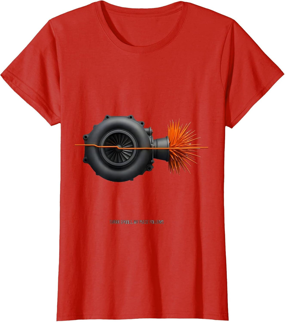 Turbo Spools My Pulse Follows Funny Car Guy Auto Mechanic T-Shirt - Red