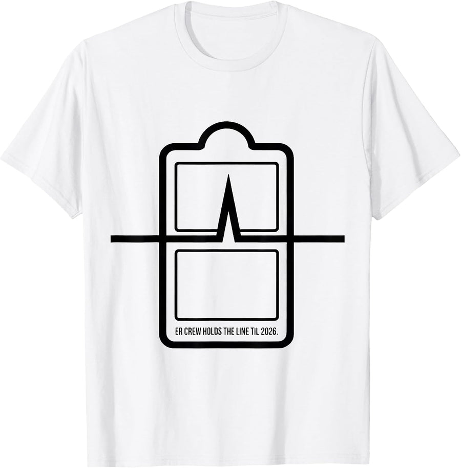 Men's ER Crew Holds The Line Til 2026 Nurse Crew New Year Party T-Shirt - White