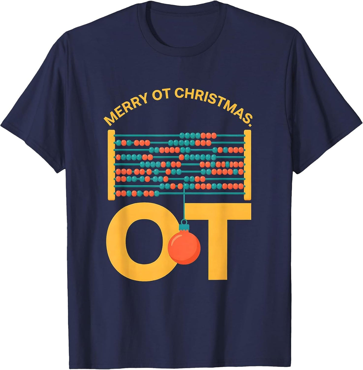 Men's Merry OT Christmas Funny Occupational Therapy Workplace T-Shirt - Navy Blue