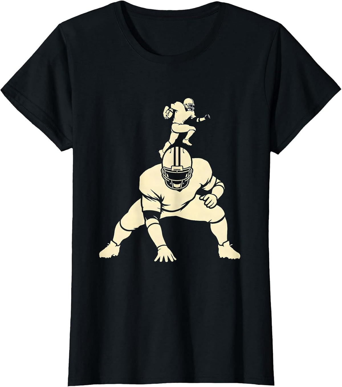 Lineman Silhouette Football Fan Humor T-Shirt - Black