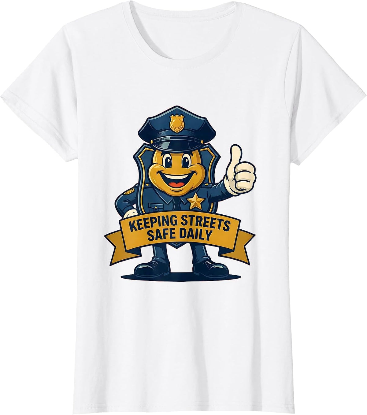 Keeping Streets Safe Daily Police Graphic Design T-Shirt - White