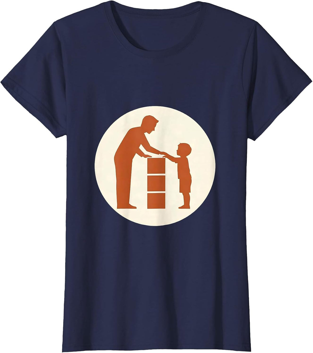 Women's Occupational Therapy Building Blocks Illustration T-Shirt - Navy Blue