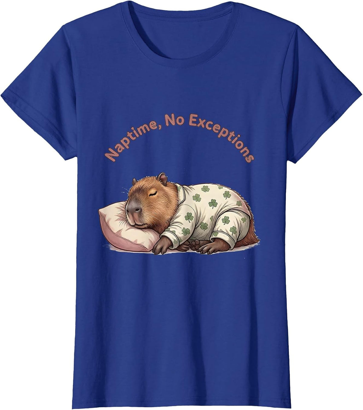 Women's Naptime No Exceptions Cute Kawaii Capybara Pajama Gift T-Shirt - Royal Blue
