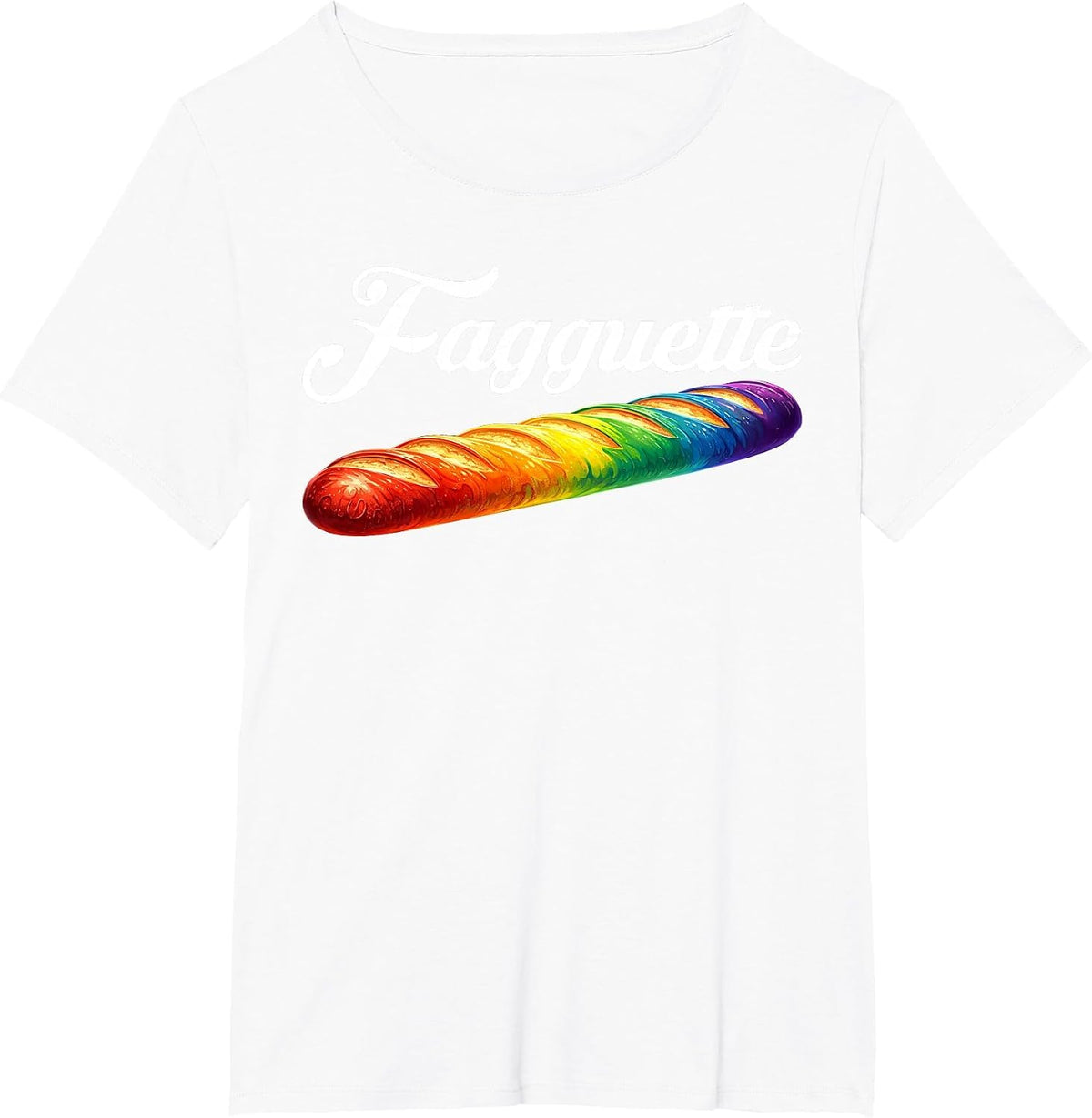Fagquette Baguette Rainbow Flag Pride Bakery Gay LGBTQ Month T-Shirt - White