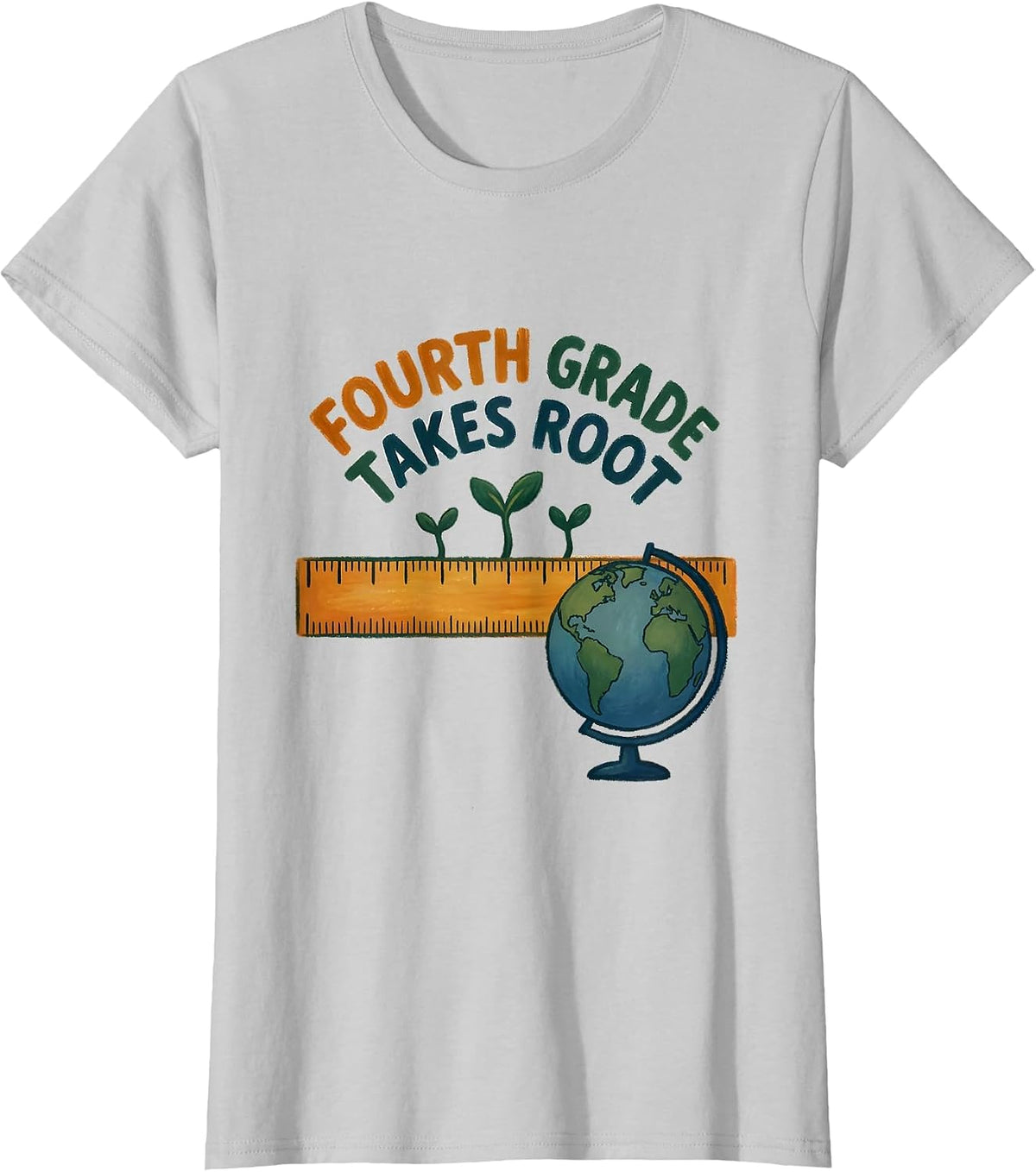 Fourth Grade Takes Root Storybook Back To School Teacher T-Shirt - Silver Grey