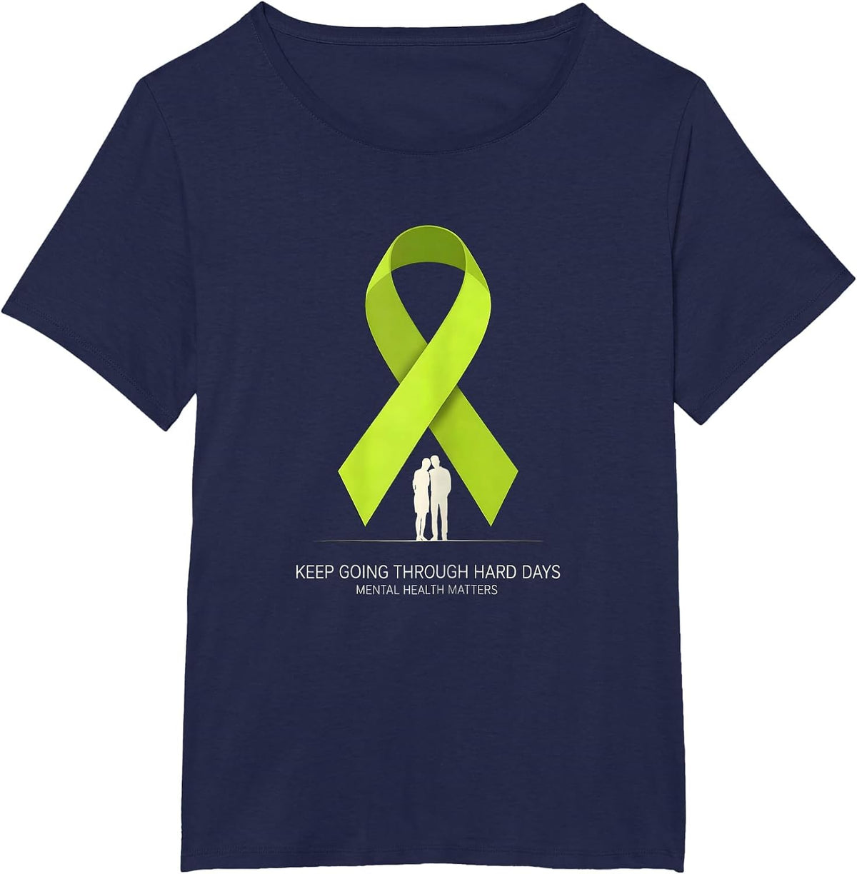 Women's Keep Going Through Hard Days Mental Health Matters T-Shirt - Navy Blue