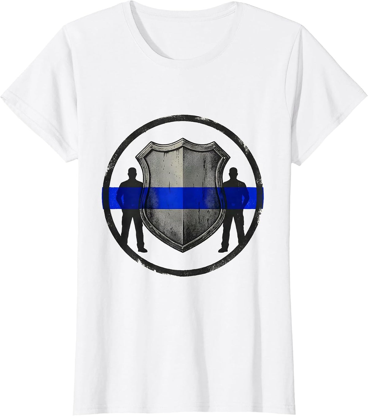 Thin Blue Line Police Support Badge T-Shirt - White