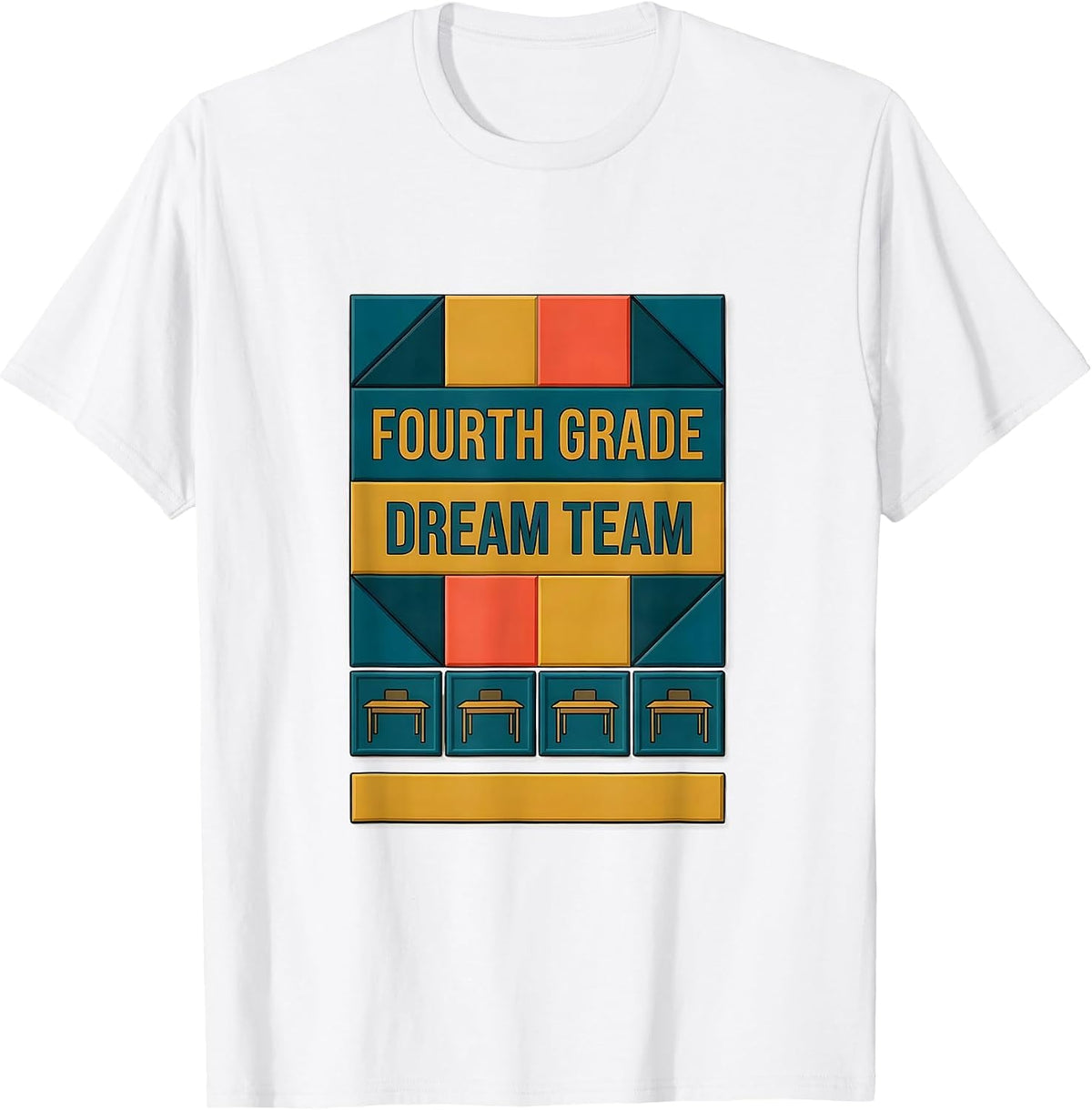 Men's Fourth Grade Dream Team Teacher Team Back to School T-Shirt - White