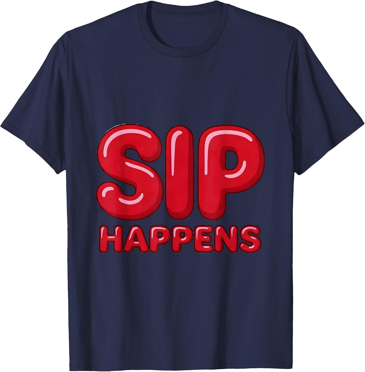 Sip Happens Funny Beer Drinking Design T-Shirt - Navy Blue