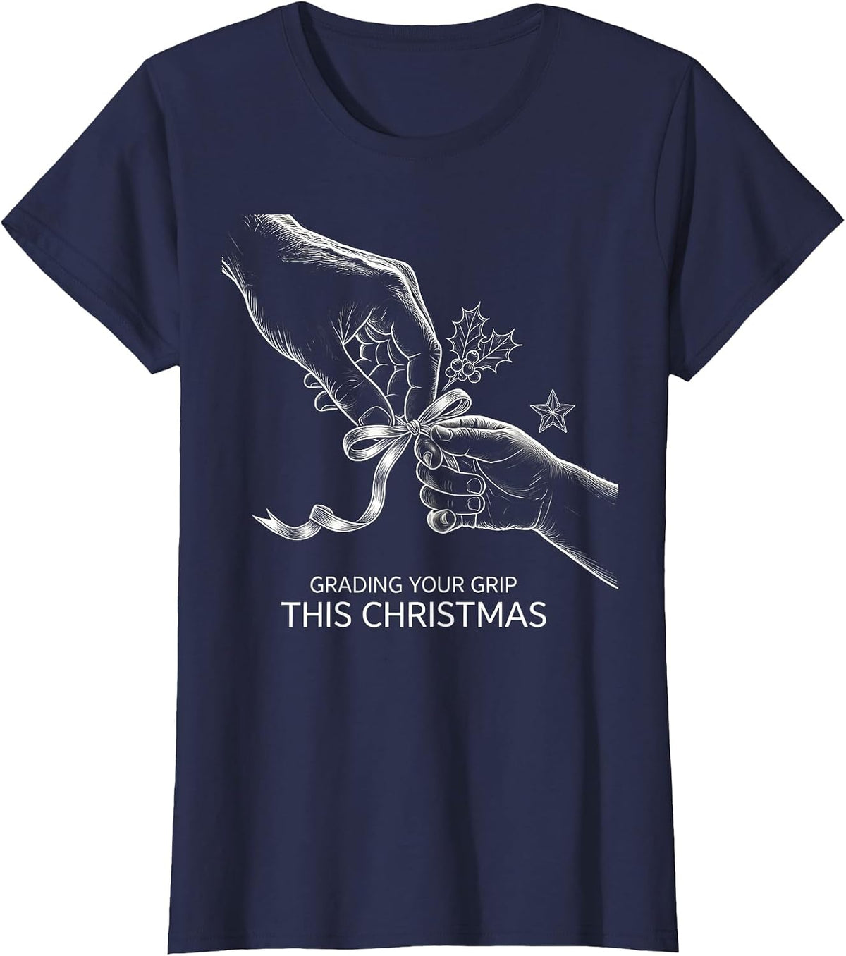 Women's Grading Your Grip This Christmas Funny Occupational Therapy T-Shirt - Navy Blue