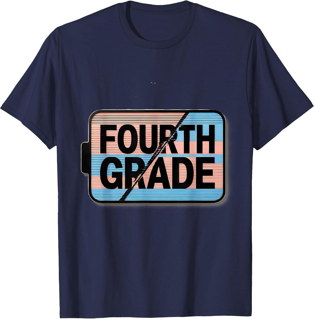 Fourth Grade Blue Patchwork Back To School Teacher Girl Kids T-Shirt - Navy Blue