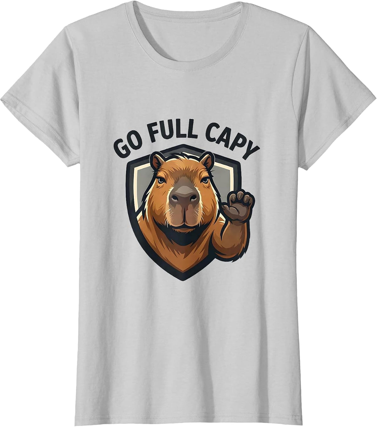 Go Full Capy Funny Capybara Meme Animal Lover Humor T-Shirt - Silver Grey