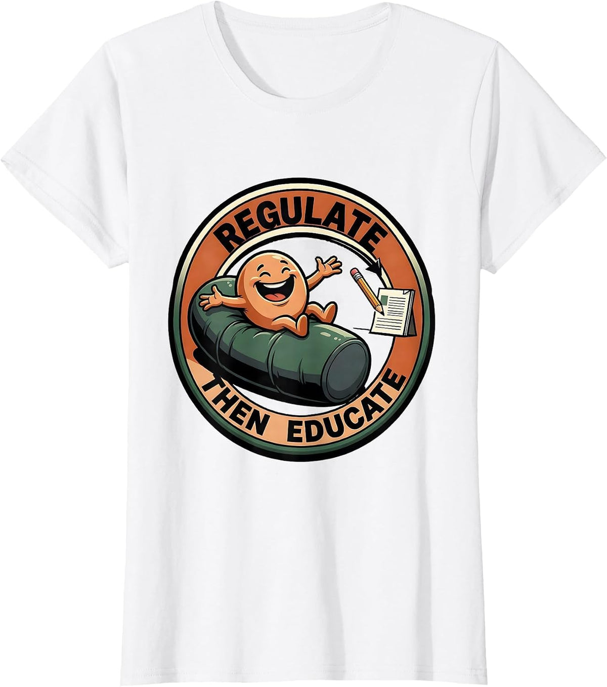 Regulate, Then Educate Cartoon Occupational Therapy Sensory T-Shirt - White