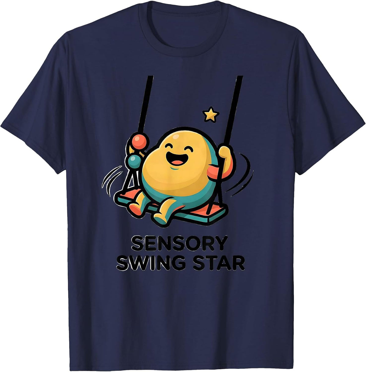 Men's Sensory Swing Star Playful Occupational Therapy OT Gift T-Shirt - Navy Blue