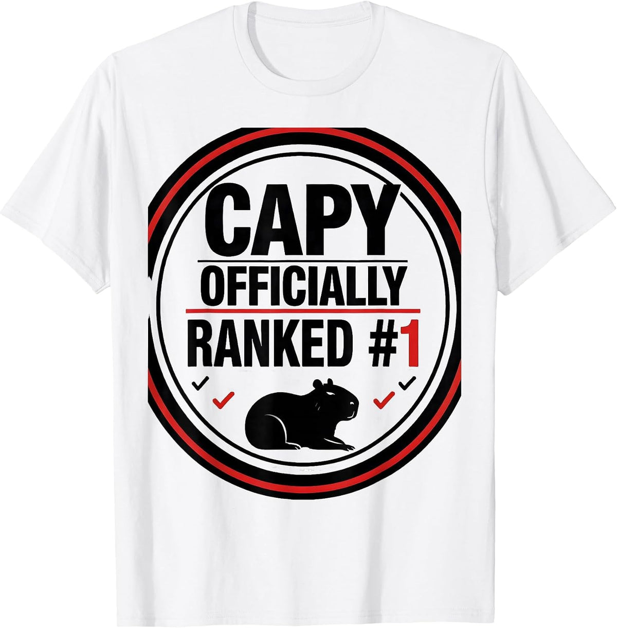 Men's Capy Officially Ranked #1 Funny Capybara Meme Animal Lover T-Shirt - White