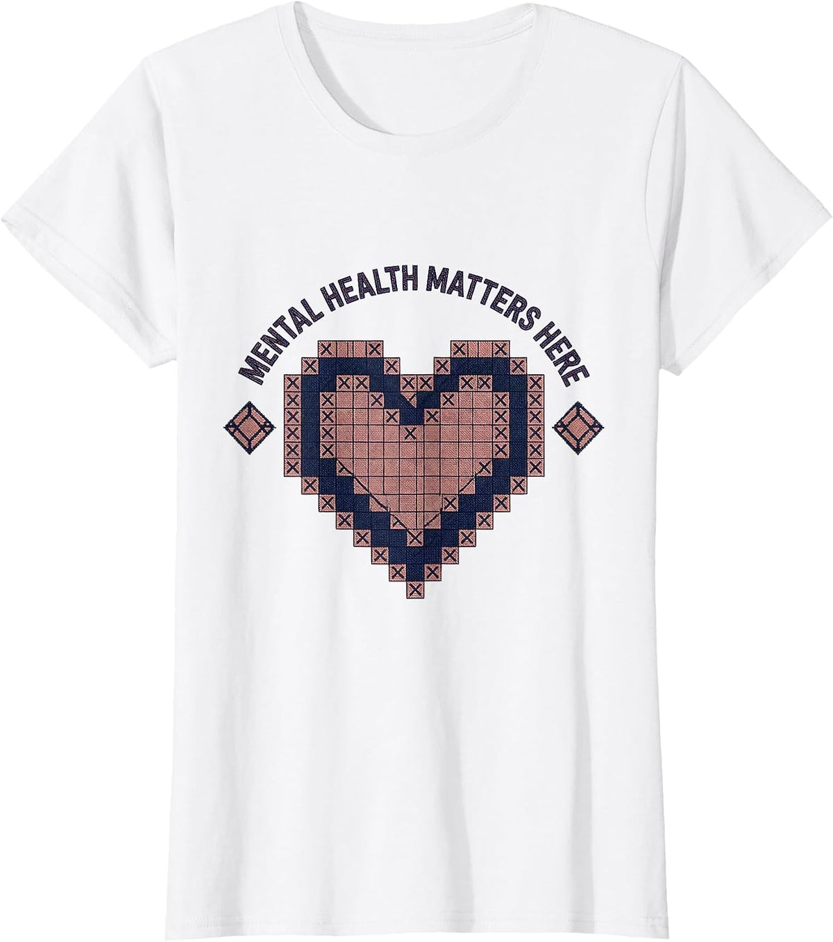 Mental Health Matters Here Awareness Design T-Shirt - White
