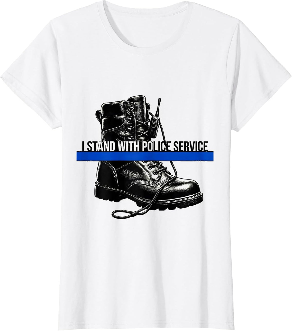 I Stand With Police Service Vintage Thin Blue Line Police T-Shirt - White