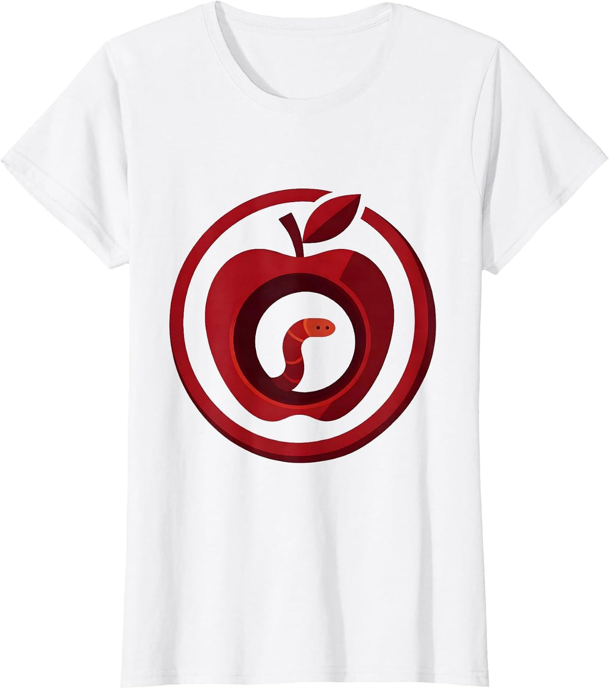 Women's English Teacher Apple Bookworm Illustration T-Shirt - White