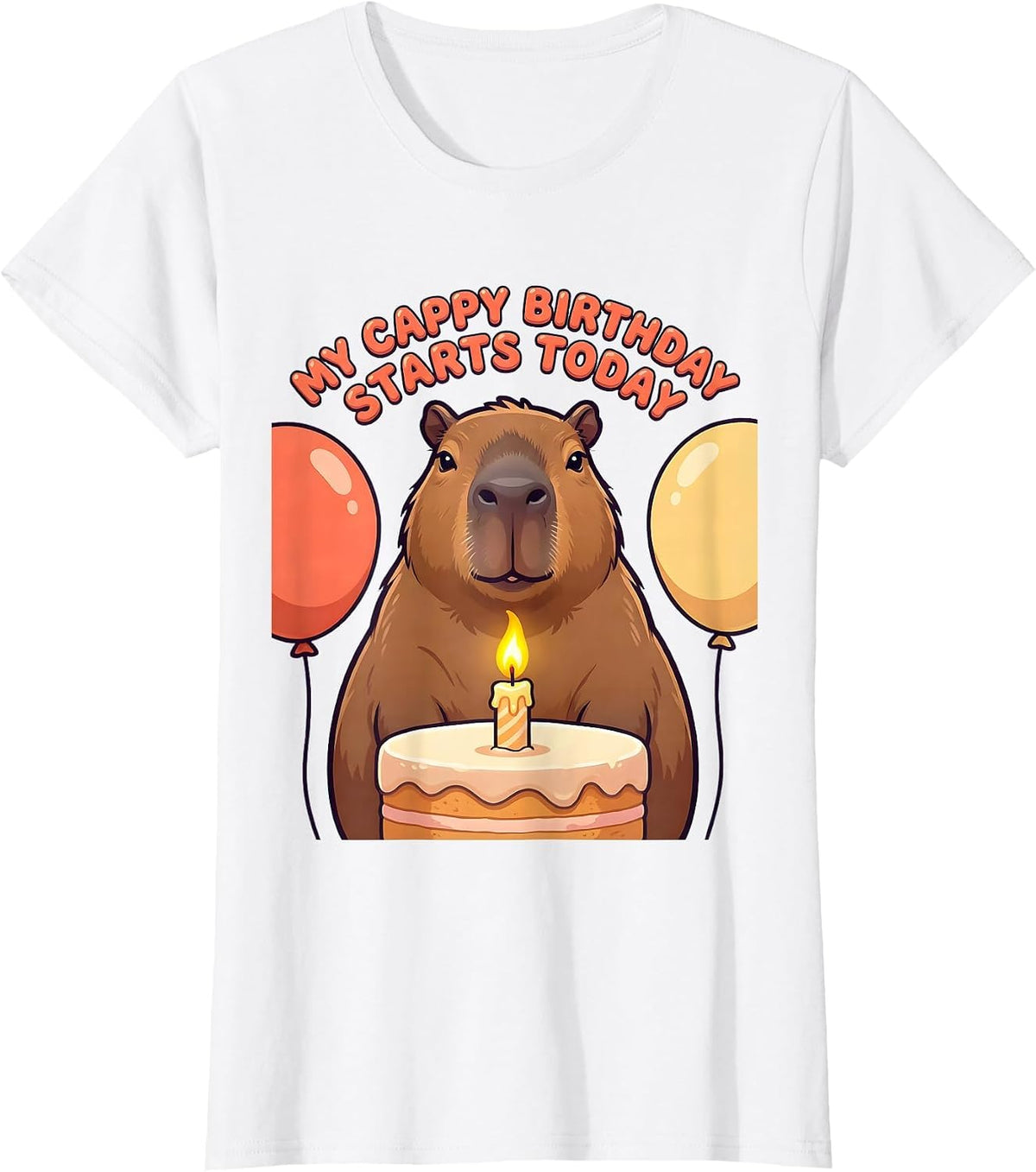 Women's My Cappy Birthday Starts Today Cute Capybara Birthday Party T-Shirt - White