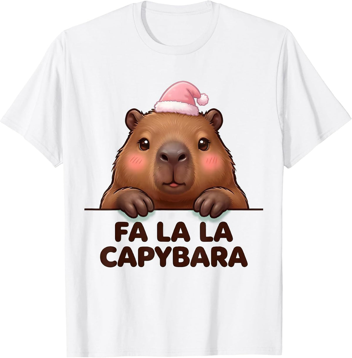 Fa La La Capybara Cute Kawaii Christmas Pun Humor T-Shirt - White