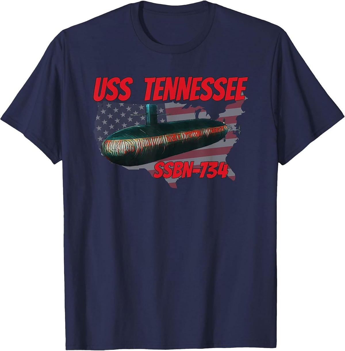 USS Tennessee SSBN-734 Submarine Veterans Day Father Grandpa T-Shirt - Navy Blue