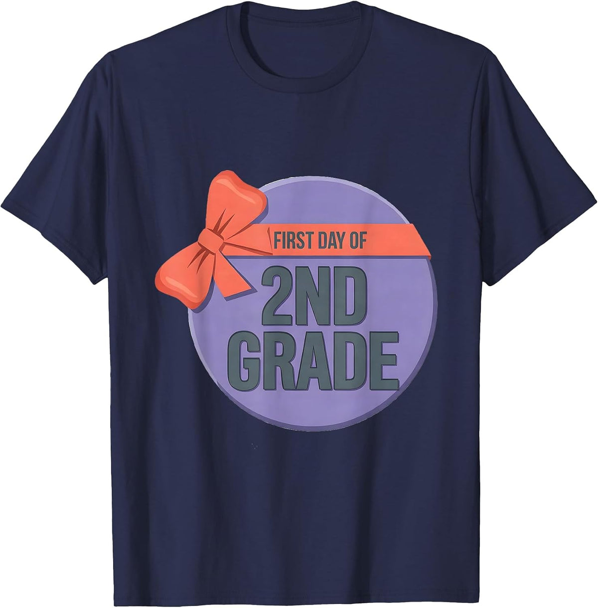 Men's First Day Of 2nd Grade Coquette Bow Back To School Girly T-Shirt - Navy Blue