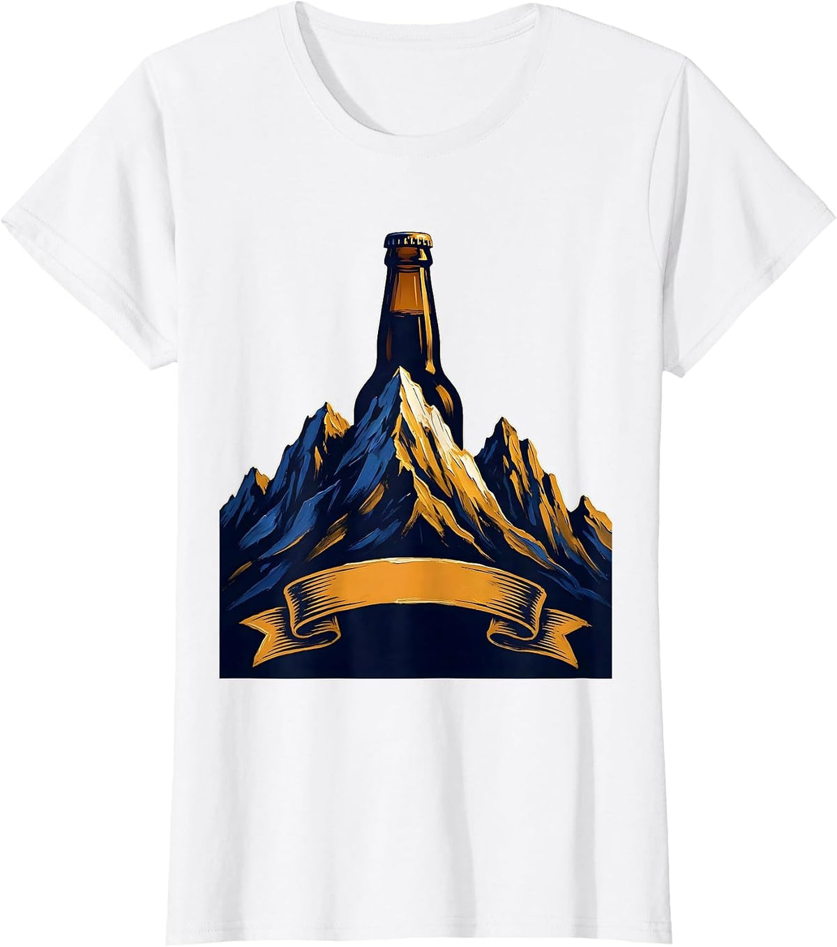 Mountain Peak Beer Bottle Graphic Tee T-Shirt - White