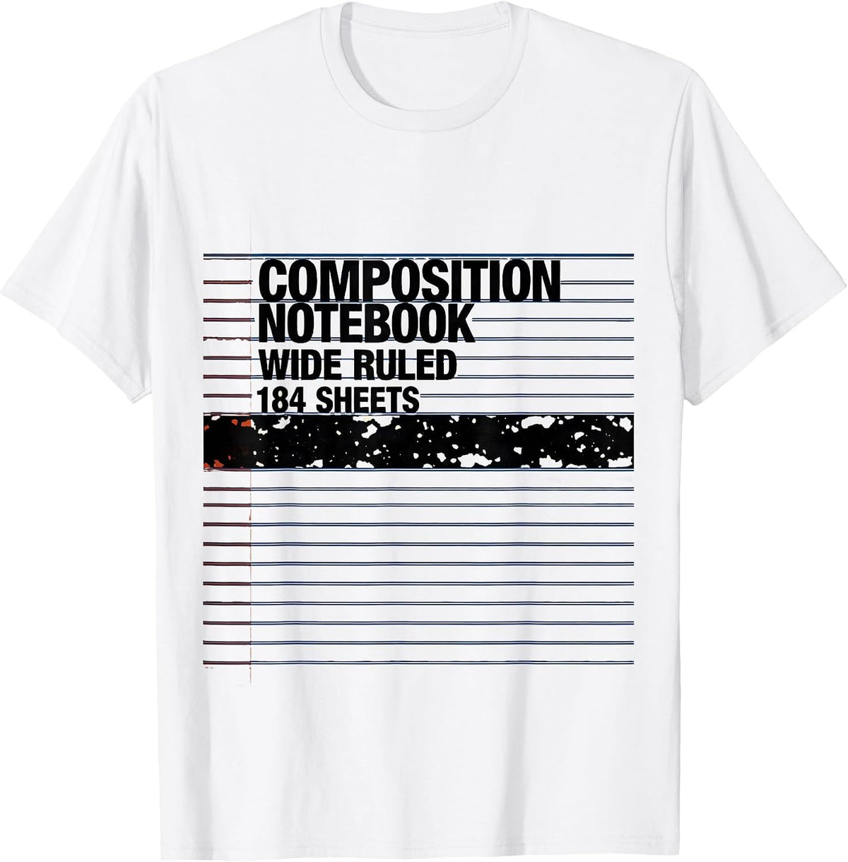 Men's Composition Notebook Wide Ruled 184 Sheets Teacher T-Shirt - White