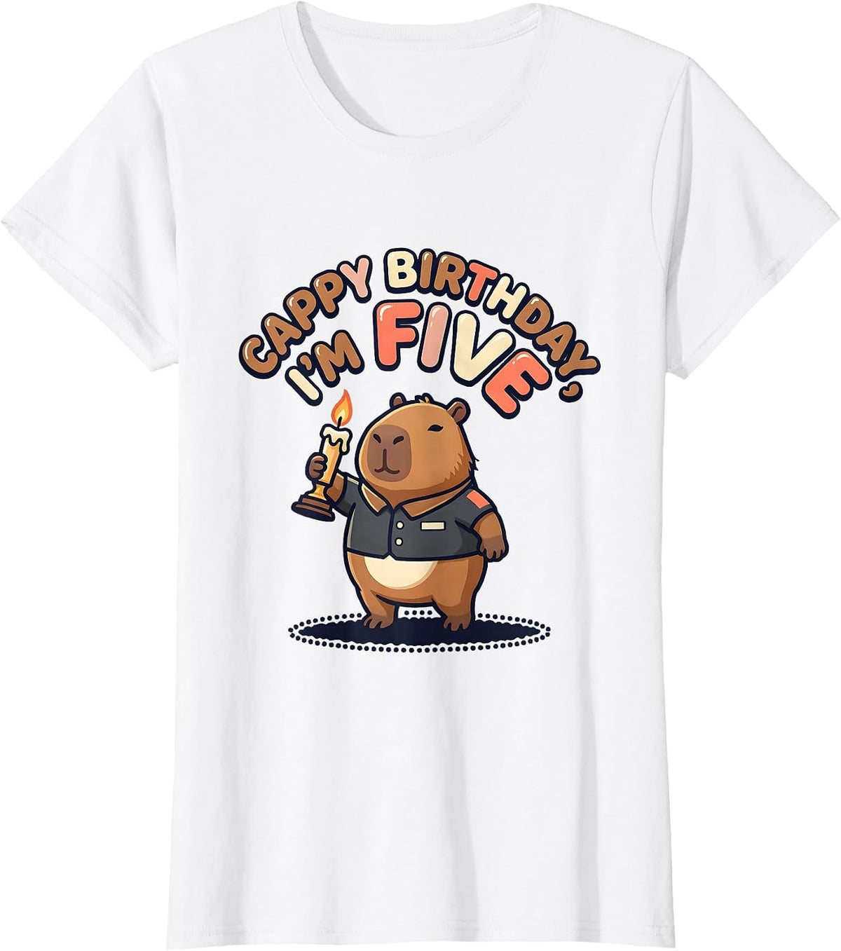 Cappy Birthday I'm Five Kawaii Capybara Kids Party Gift T-Shirt - White