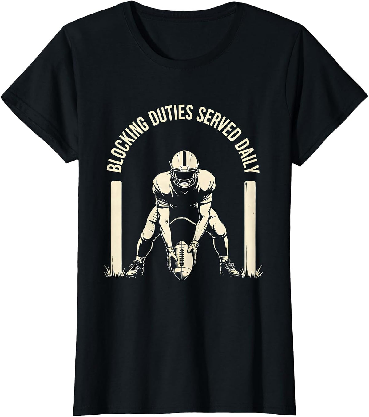 Blocking Duties Served Daily Funny Football Lineman Gift T-Shirt - Black