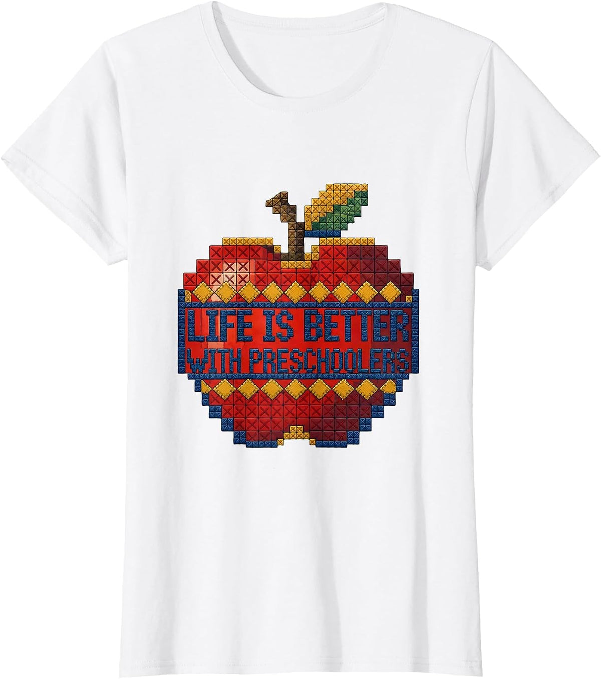 Life Is Better With Preschoolers Teacher Design T-Shirt - White