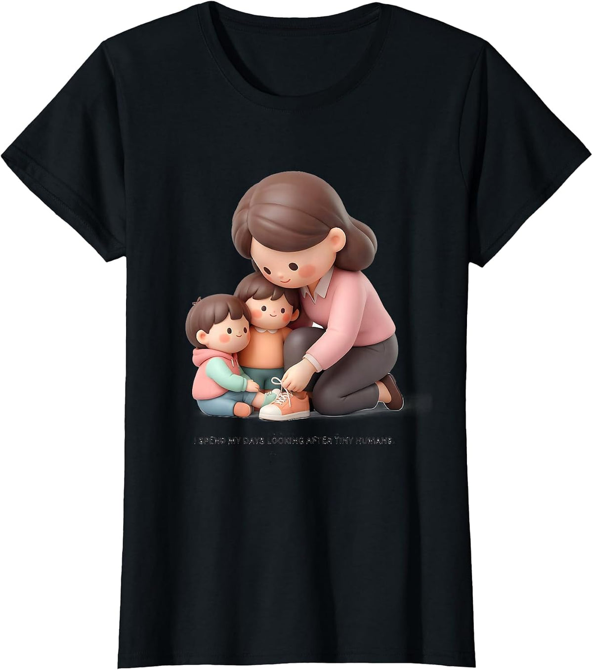 Women's I Spend My Days Looking After Tiny Humans Teacher T-Shirt - Black