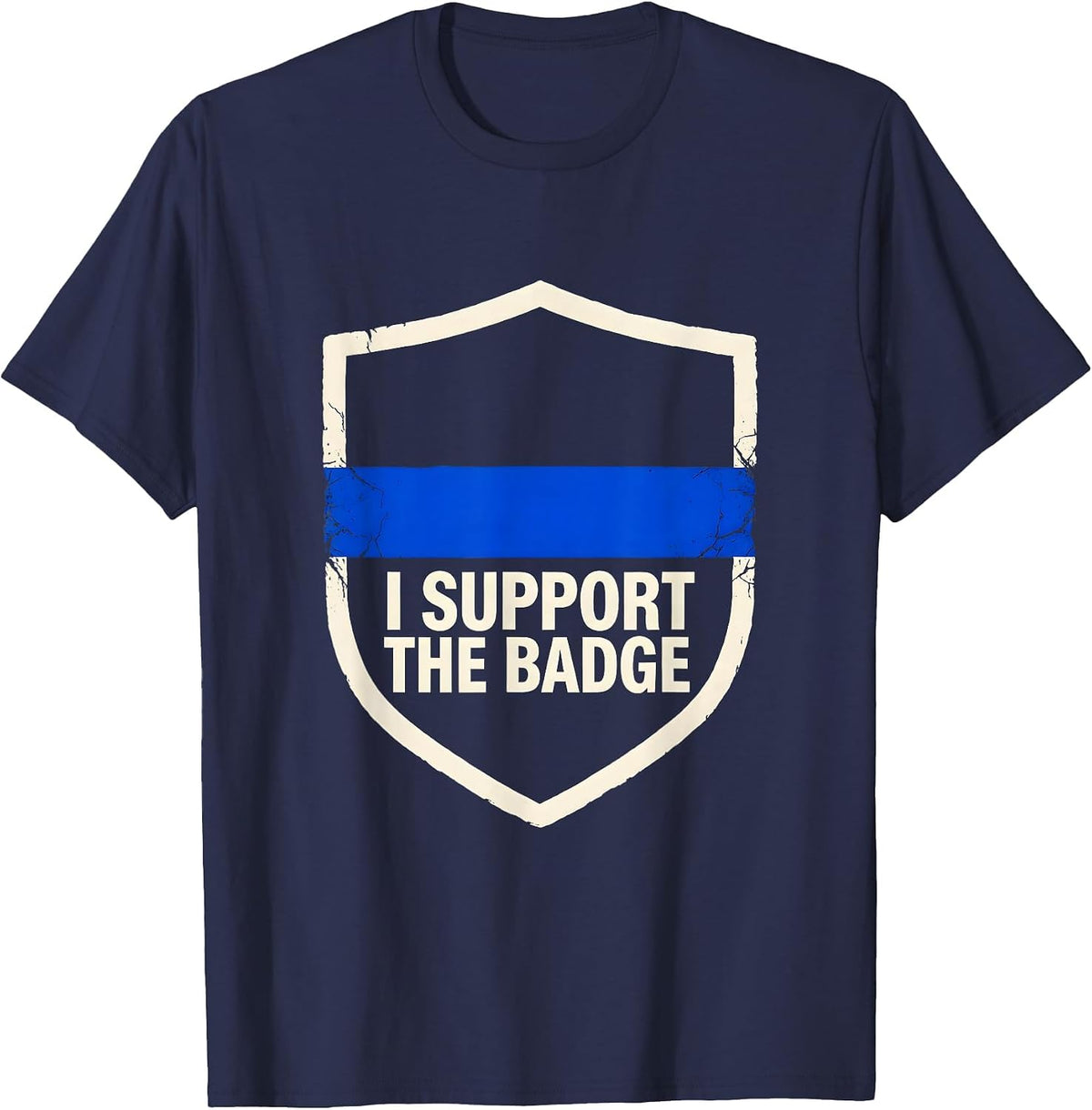 Men's I Support The Badge Thin Blue Line Police Support Family T-Shirt - Navy Blue