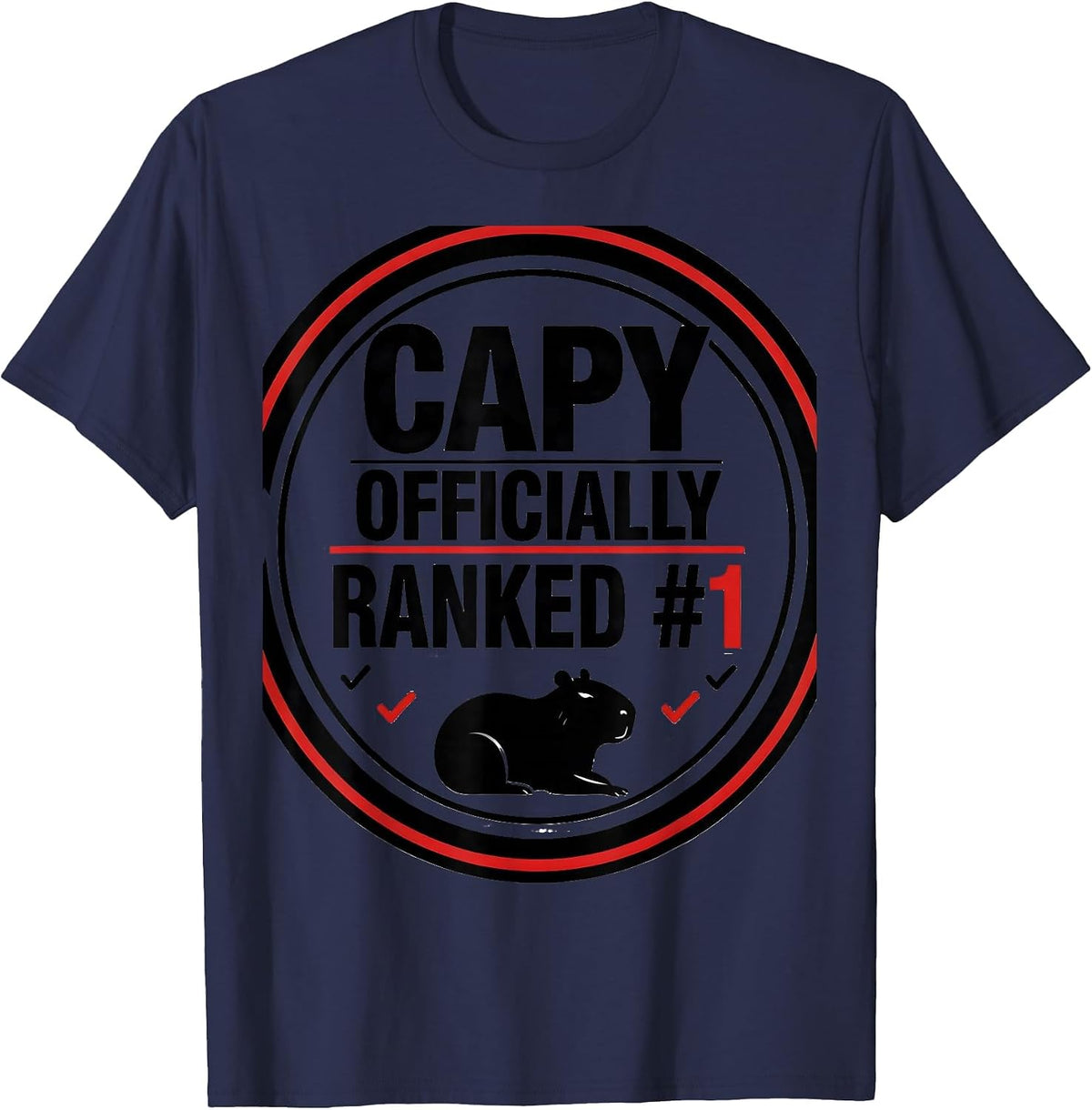 Men's Capy Officially Ranked #1 Funny Capybara Meme Animal Lover T-Shirt - Navy Blue