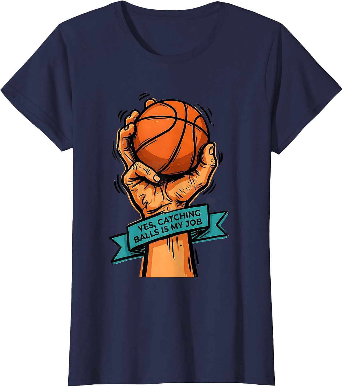 Women's Yes, Catching Balls Is My Job Occupational Therapy Physical T-Shirt - Navy Blue