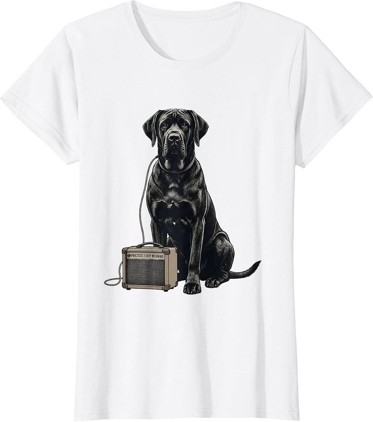 Practices Every Morning Great Dane Rock Guitarist Dog Lover T-Shirt - White