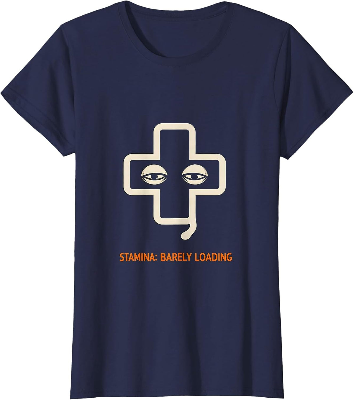 Women's Stamina: Barely Loading Funny Capybara Gamer Humor T-Shirt - Navy Blue