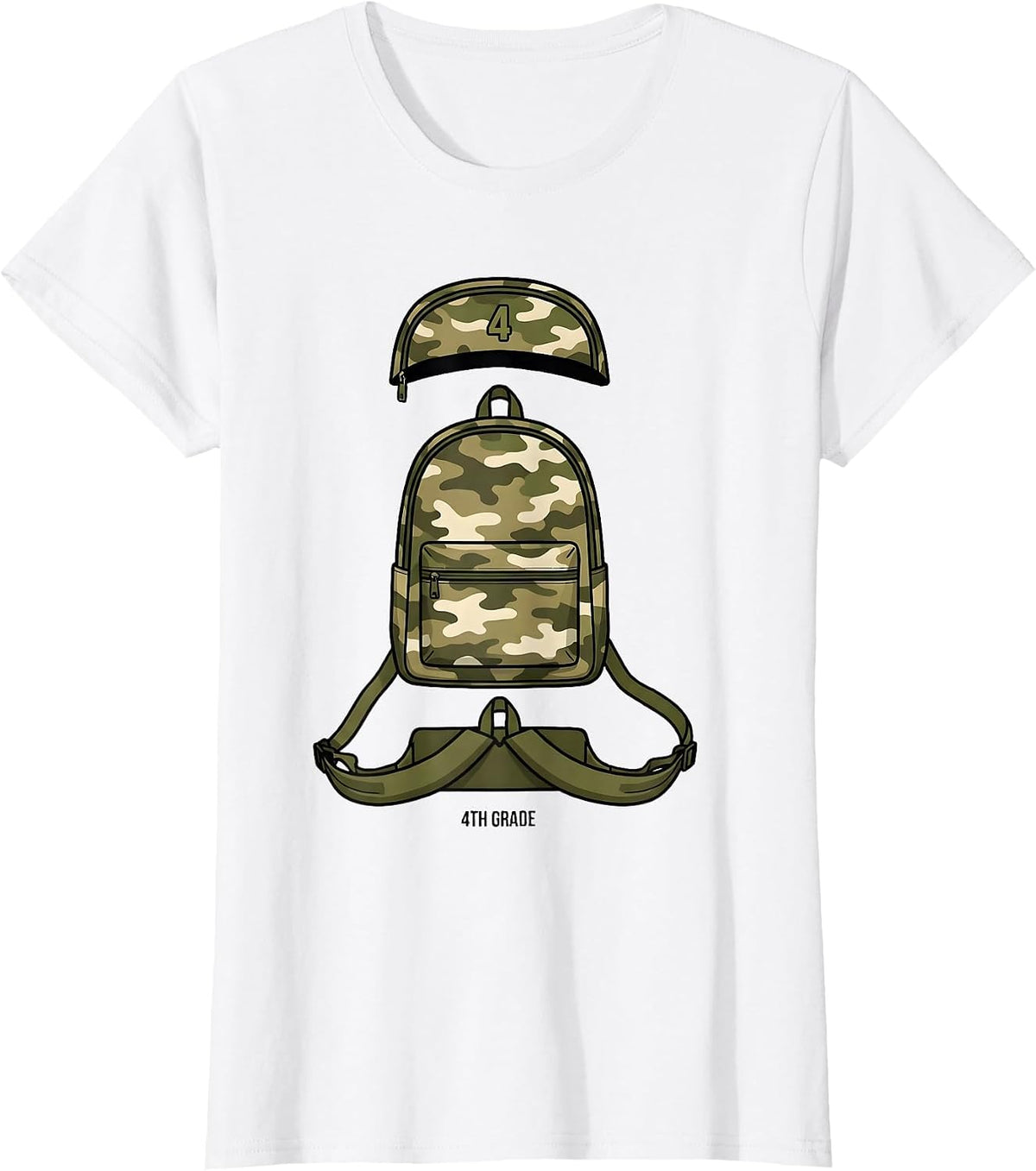 4th Grade Camo Back To School Boy Teacher Grade Level T-Shirt - White