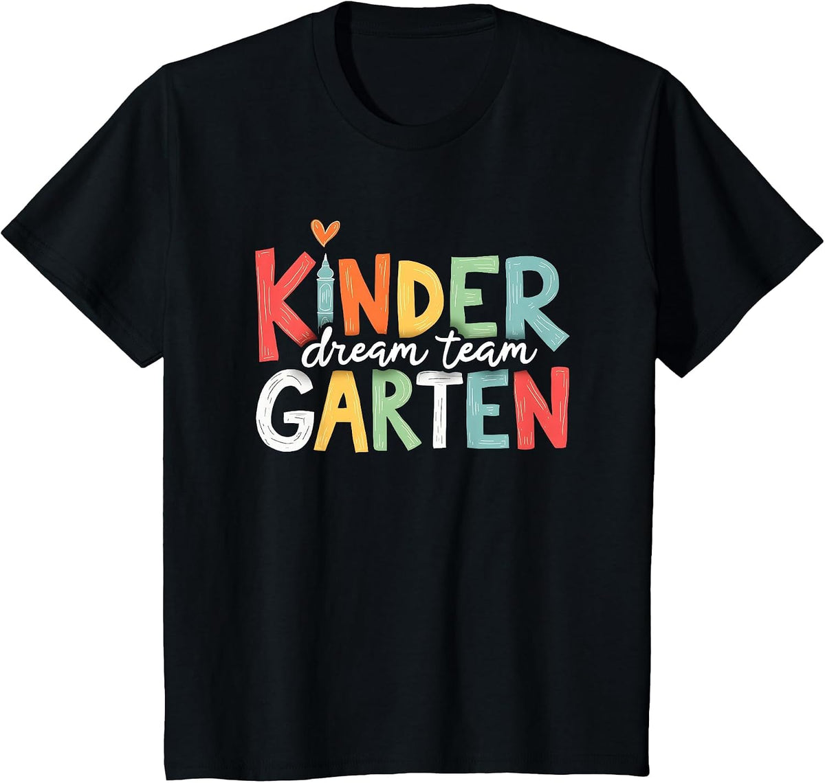 Retro Kindergarten Dream Team Back to School Teacher Kids T-Shirt - Black