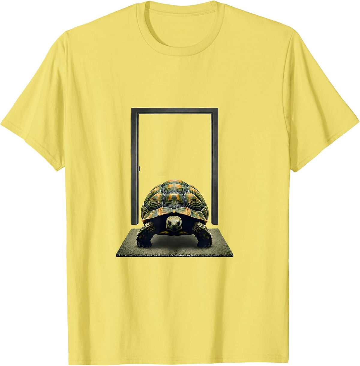 Men's Tortoise Silhouette Pet Lover Novelty Gift T-Shirt - Lemon Yellow