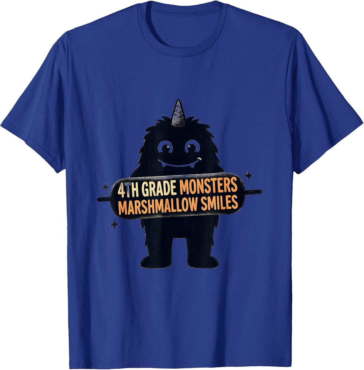 Men's 4th Grade Monsters Marshmallow Smiles Funny Teacher T-Shirt - Royal Blue