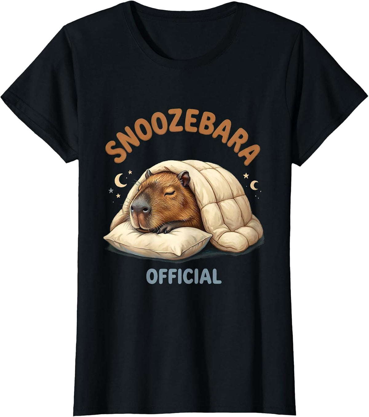 Snoozebara Official Cute Capybara Sleepwear Kids Pajama Top T-Shirt - Black