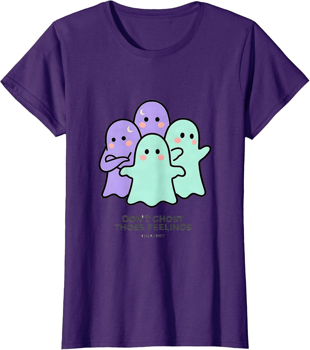 Women's Don't Ghost Those Feelings Therapist Halloween Mental Health T-Shirt - Purple