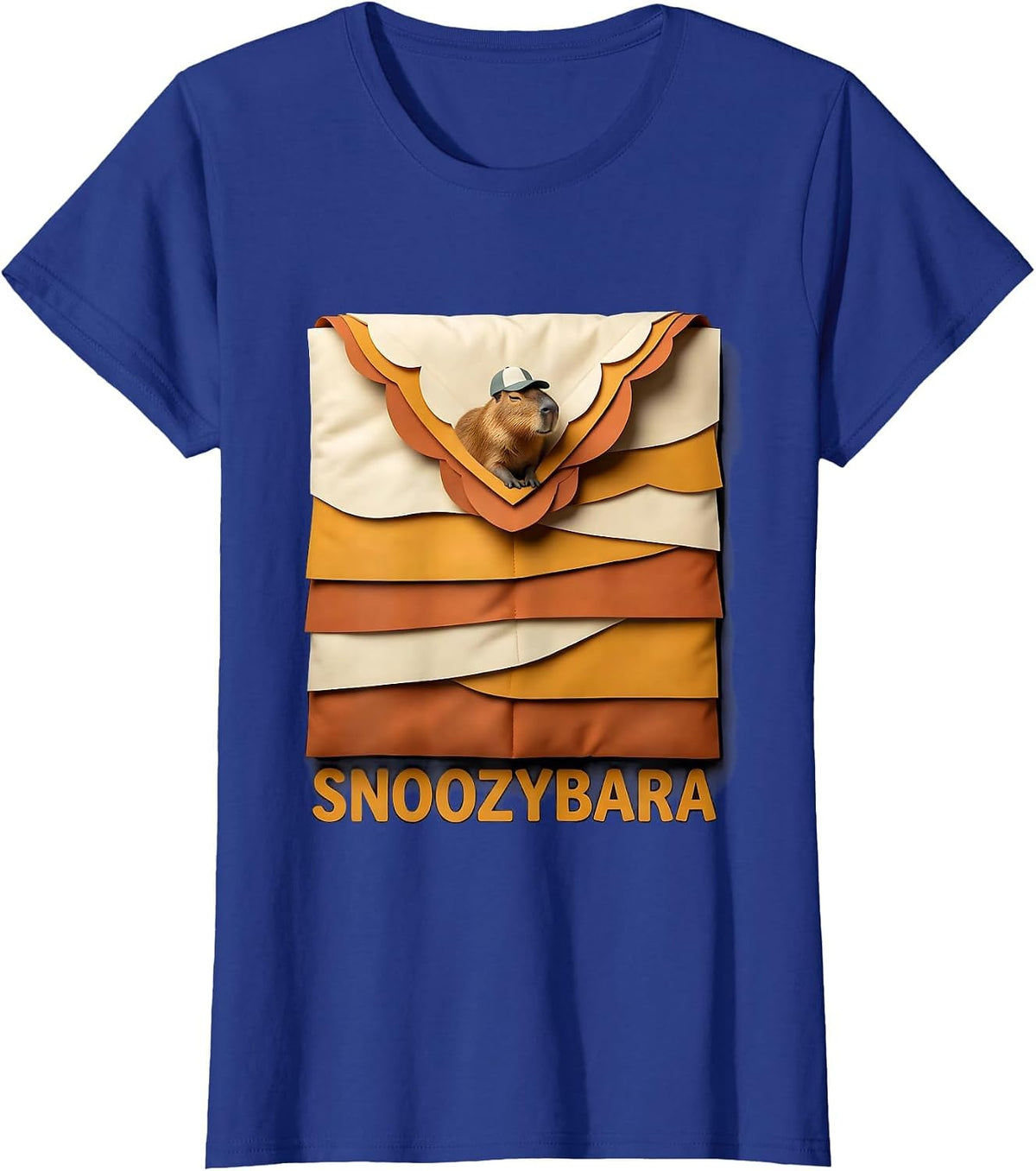 Women's Snoozybara Cute Capybara Sleepy Humor Pajama Lover T-Shirt - Royal Blue
