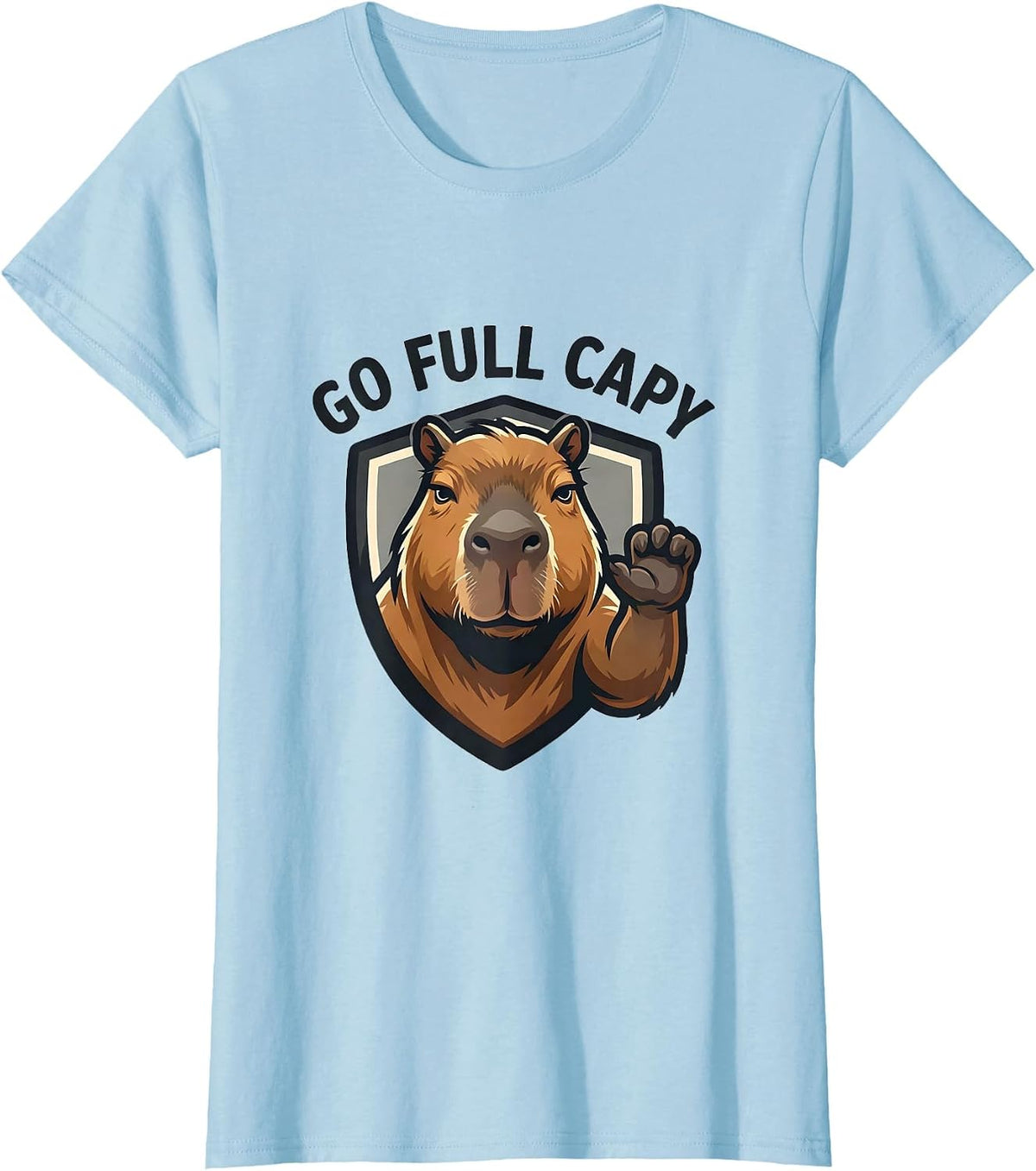 Go Full Capy Funny Capybara Meme Animal Lover Humor T-Shirt - Baby Blue